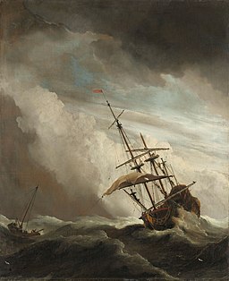 Een schip in volle zee bij vliegende storm, bekend als De windstoot von Willem van de Velde dem Jüngeren